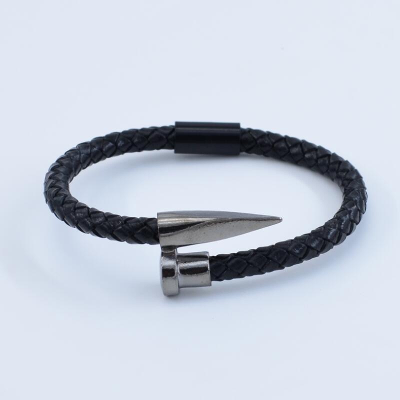 Leather Bracelet with Nail Design