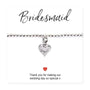 Bridesmaids Heart Bracelet & Thank You Card