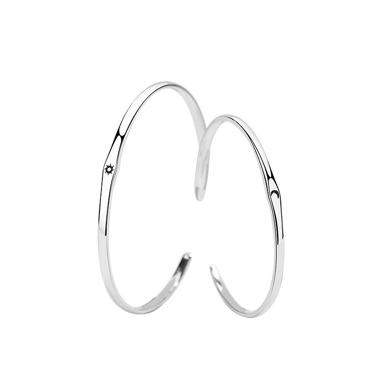 Silver Sun And Moon Couple Bracelets