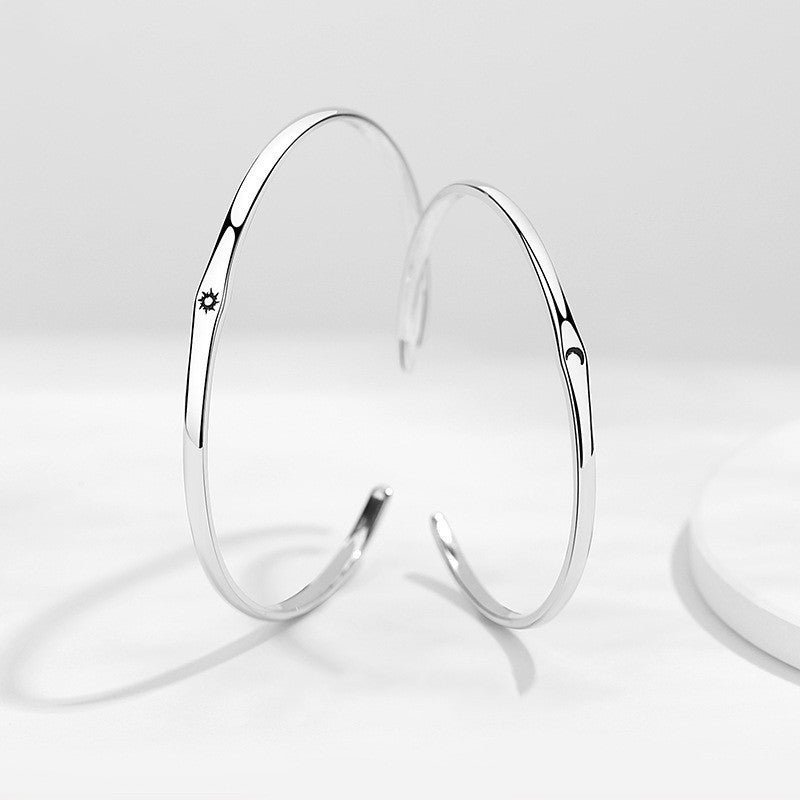 Silver Sun And Moon Couple Bracelets