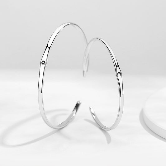 Silver Sun And Moon Couple Bracelets